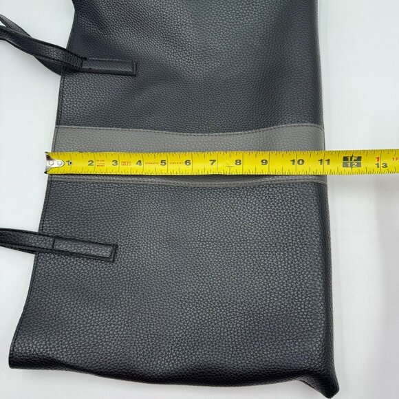 Vince Camuto Black & Gray Pebbled Leather Tote Bag With Dual Handles - Picture 6 of 7